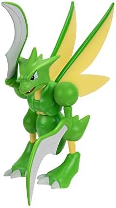 Pokémon SCYTHER Battle Feature Figure - 4.5-Inch Scyther Battle Figure with Chop Attack Arms - Figurio