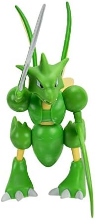 Pokémon SCYTHER Battle Feature Figure - 4.5-Inch Scyther Battle Figure with Chop Attack Arms - Figurio