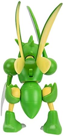 Pokémon SCYTHER Battle Feature Figure - 4.5-Inch Scyther Battle Figure with Chop Attack Arms - Figurio