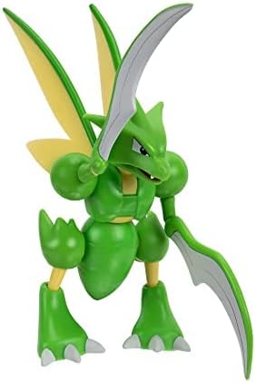 Pokémon SCYTHER Battle Feature Figure - 4.5-Inch Scyther Battle Figure with Chop Attack Arms - Figurio