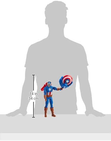 Avengers Marvel Titan Hero Series Blast Gear Captain America, 12-Inch Toy, with Launcher, 2 Accessories and Projectile, Ages 4 and Up , Blue - Figurio