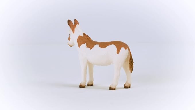 Schleich Farm World American Spotted Donkey Animal Figurine - Highly Detailed and Durable Farm Animal Toy, Fun and Educational Play for Boys and Girls, Gift for Kids Ages 3+, Multicolor, 2.5 inch - Figurio