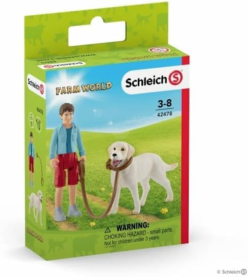 Schleich Farm World 4-Piece Playset for Kids Ages 3+, Walking with Labrador Retriever - Figurio