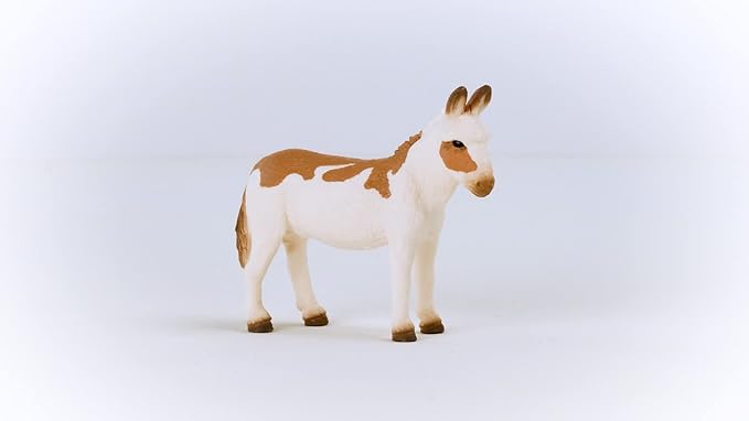 Schleich Farm World American Spotted Donkey Animal Figurine - Highly Detailed and Durable Farm Animal Toy, Fun and Educational Play for Boys and Girls, Gift for Kids Ages 3+, Multicolor, 2.5 inch - Figurio