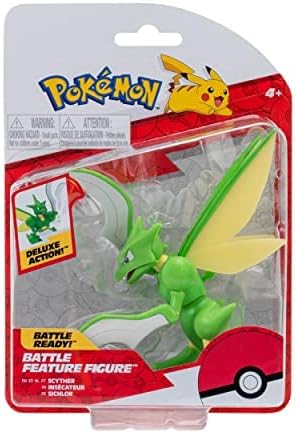 Pokémon SCYTHER Battle Feature Figure - 4.5-Inch Scyther Battle Figure with Chop Attack Arms - Figurio