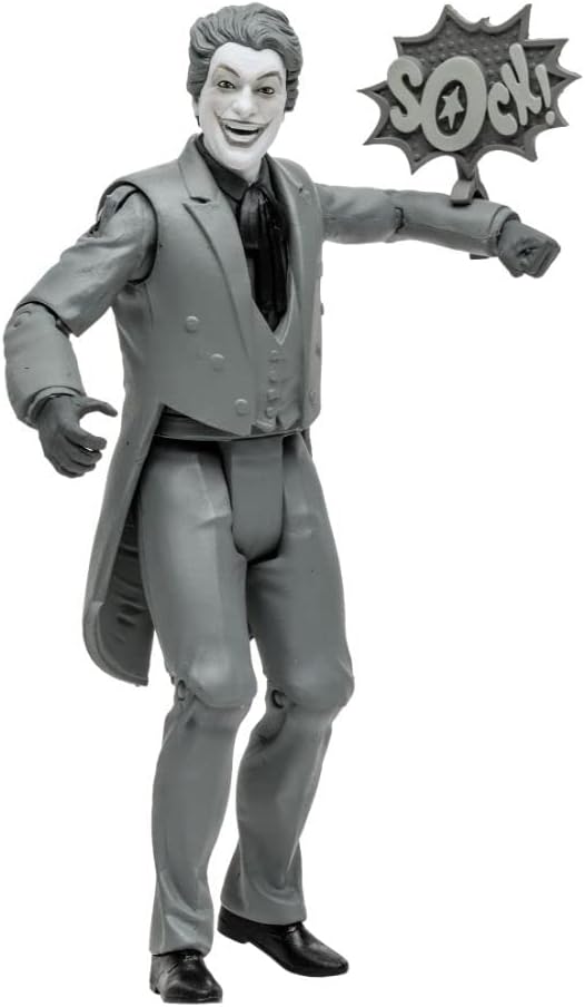 McFarlane Toys, DC Multiverse, 5-inch DC Retro The Joker (Black and White) Action Figure with Action Word Bubbles, Collectible DC Retro 1960's TV Figure – Ages 12+ - Figurio