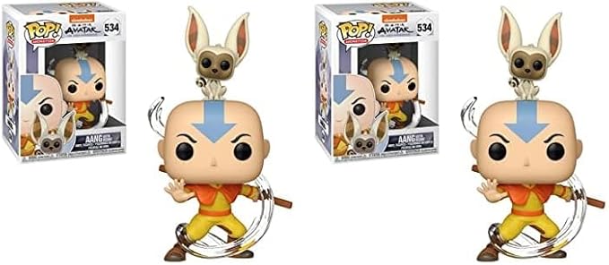 Funko POP! Animation: Avatar - Aang with Momo, Multicolor, Standard (Pack of 2) - Figurio