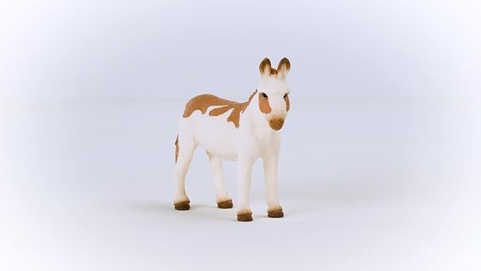 Schleich Farm World American Spotted Donkey Animal Figurine - Highly Detailed and Durable Farm Animal Toy, Fun and Educational Play for Boys and Girls, Gift for Kids Ages 3+, Multicolor, 2.5 inch - Figurio