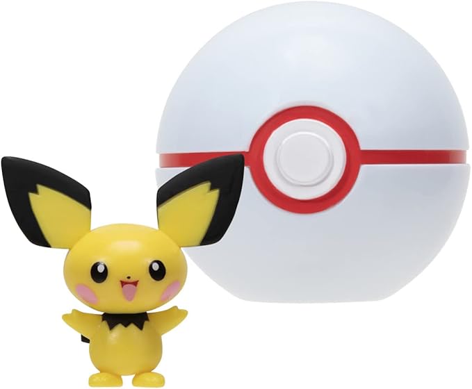 Pokémon PKW2659 - Clip'n'Go Pokéball - Pichu & Premier Ball, Official Pokéball with Detailed 5 cm Figure - Figurio