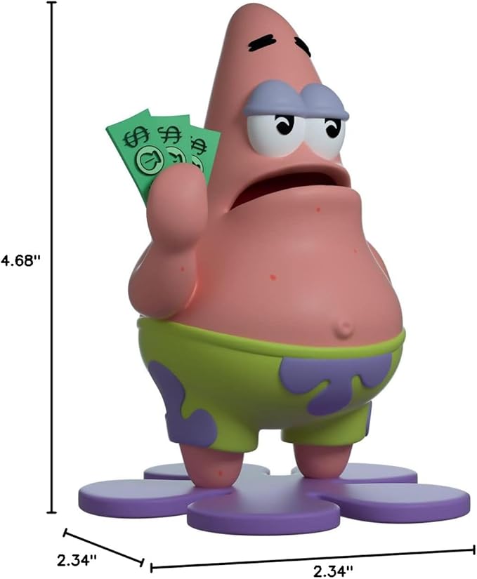 I Have 3 Dollars, 4" Patrick Collectible Figure, Based on Funny Internet Meme, High Detailed Collectible Figure - Youtooz Spongebob Squarepants Collection Based on Cartoon TV Series - Figurio