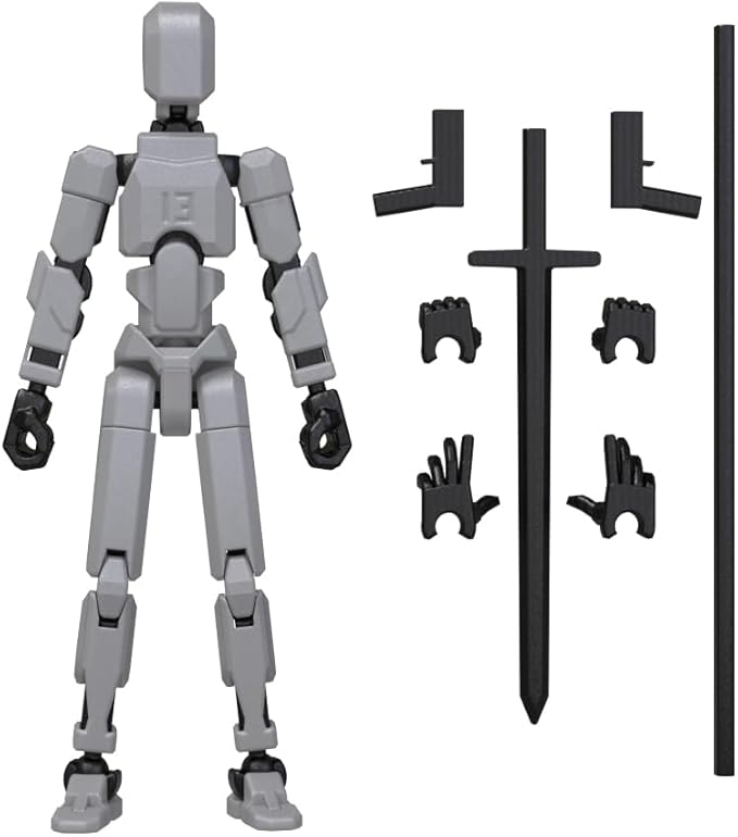 MerryXD Titan 13 Action Figure,Assembly Completed Dummy 13 Action Figure Lucky 13 Action Figure T13 Action Figure 3D Printed Multi-Jointed Movable, Nova 13 Action Figure Toy Grey - Figurio