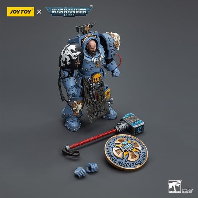 JOYTOY 1/18 Warhammer 40,000 Action Figure Space Wolves Arjac Rockfist Feirros Collection Model (4.2 inch) - Figurio