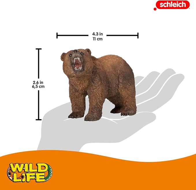 Schleich Wild Life Realistic Grizzly Bear Figurine - Hand-Painted and Detailed Animal Figure for Kids, Perfect Toy for Fun and Imaginative Adventures, Gift for Boys and Girls Ages 3+ , 2.6 inch - Figurio