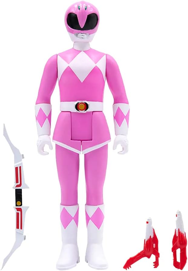 Super7 Mighty Morphin Power Rangers Pink Ranger - 3.75" Power Rangers Action Figure with Accessories Classic TV Show Collectibles and Retro Toys - Figurio