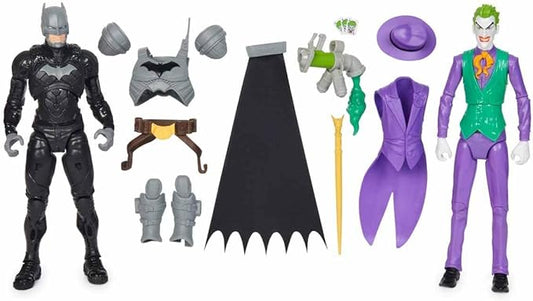 DC Comics, Batman Adventures, Batman vs The Joker Action Figures Set, 2 Figures, 12 Armor Accessories, 12-inch Super Hero Kids Toy for Boys & Girls - Figurio