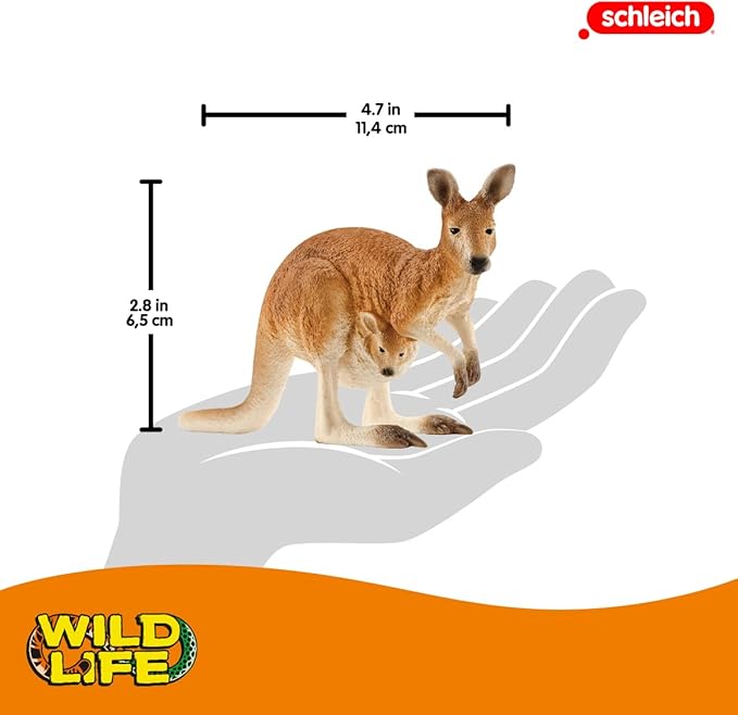 Schleich Wild Life Kangaroo Animal Figurine - Detailed Wild Animal Kangaroo Toy Figure, Durable for Education and Fun Play, Perfect for Boys and Girls, Gift for Kids Ages 3+ - Figurio