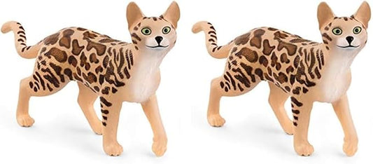 Schleich Farm World, Realistic Cute Cat Toys for Boys and Girls Ages 3 and Above, Bengal Cat Toy (Pack of 2) - Figurio