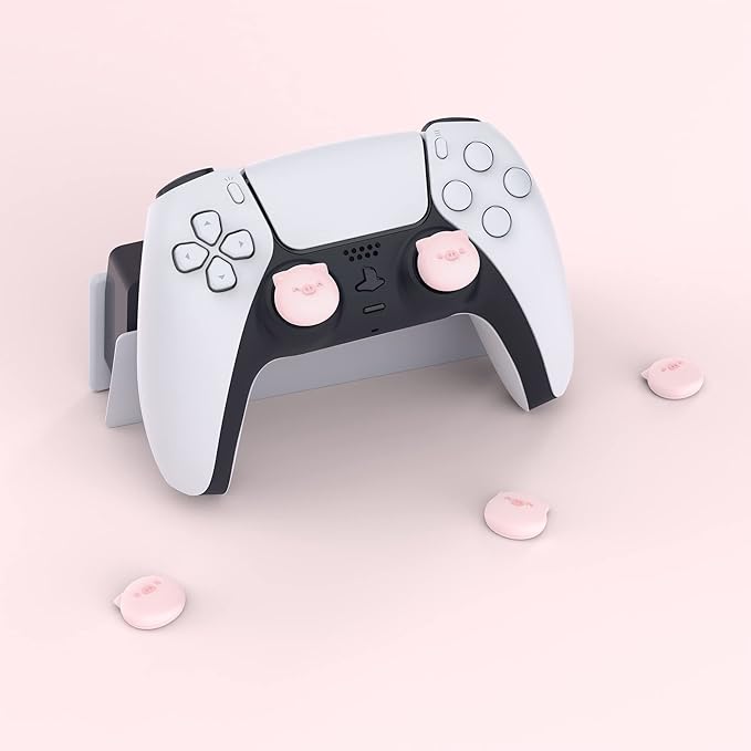 PlayVital Cute Thumb Grip Caps for ps5/4 Controller, Silicone Analog Stick Caps Cover for Xbox Series X/S, Thumbstick Caps for Switch Pro Controller - Chubby Piggy - Figurio