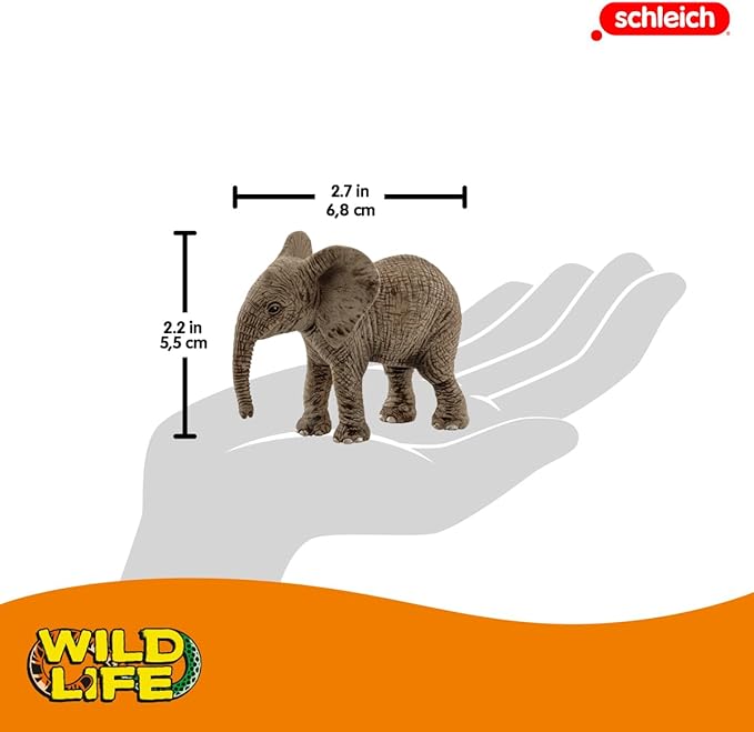 Schleich Wild Life, Animal Figurine, Animal Toys for Boys and Girls 3-8 years old, African Elephant Calf, Ages 3+ - Figurio