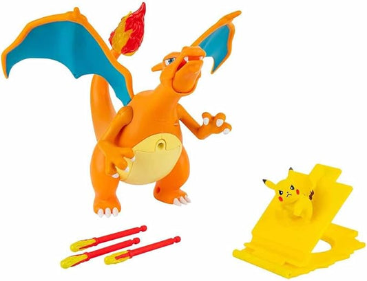 Pokémon Charizard Deluxe Feature Figure - Includes 7-inch Interactive Charizard Figure Plus 2-inch Pikachu Figure with Figure Launcher - Authentic Details - Figurio