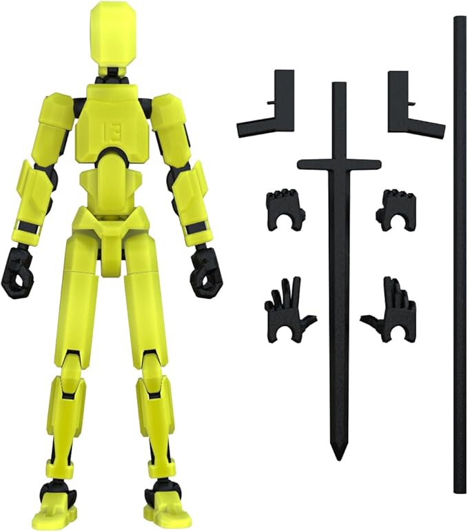 MerryXD Titan 13 Action Figure,Assembly Completed Dummy 13 Action Figure Lucky 13 Action Figure T13 Action Figure 3D Printed Multi-Jointed Movable, Nova 13 Action Figure Toy Grow in The Dark Yellow - Figurio