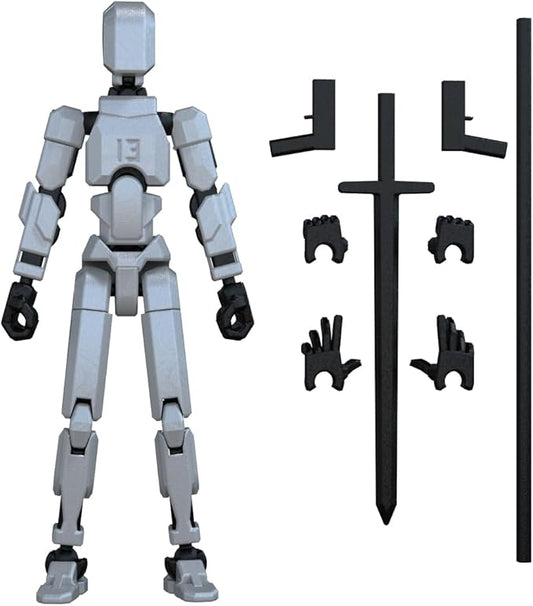 MerryXD Titan 13 Action Figure,Assembly Completed Dummy 13 Action Figure Lucky 13 Action Figure T13 Action Figure 3D Printed Multi-Jointed Movable, Nova 13 Action Figure Toy Silver - Figurio