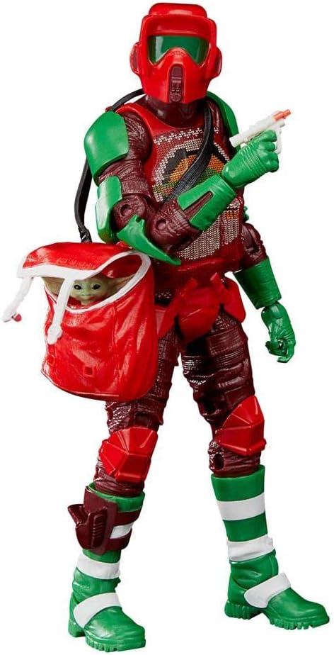 Star Wars The Black Series 6-Inch Scout Trooper (Holiday Edition) and Grogu in Holiday-Themed Bag Multicolored Collectable Action Figure F5307 Ages 4 and Up - Figurio