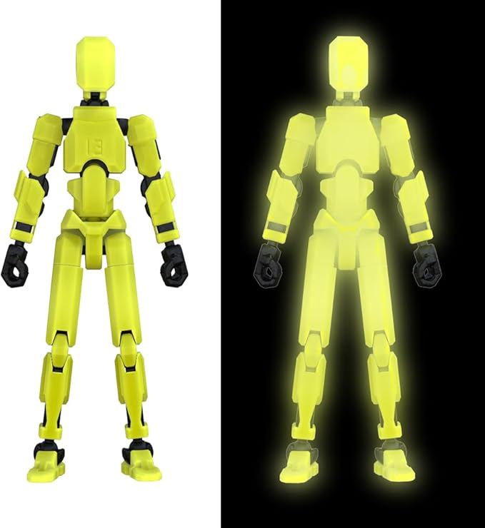 MerryXD Titan 13 Action Figure,Assembly Completed Dummy 13 Action Figure Lucky 13 Action Figure T13 Action Figure 3D Printed Multi-Jointed Movable, Nova 13 Action Figure Toy Grow in The Dark Yellow - Figurio