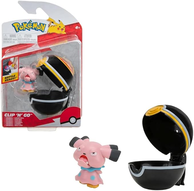 Pokemon Clip N Go - Snubbull Toy Figure 5 cm - Pokemon & Pokeball Figurines - New 2023 - Officially Licensed Toy - Figurio