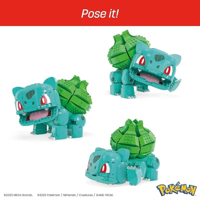 MEGA Pokémon Action Figure Building Toys for Kids, Jumbo Bulbasaur with 355 Pieces, Buildable and Poseable, 7 inches, 7 Year Old Gift Idea - Figurio