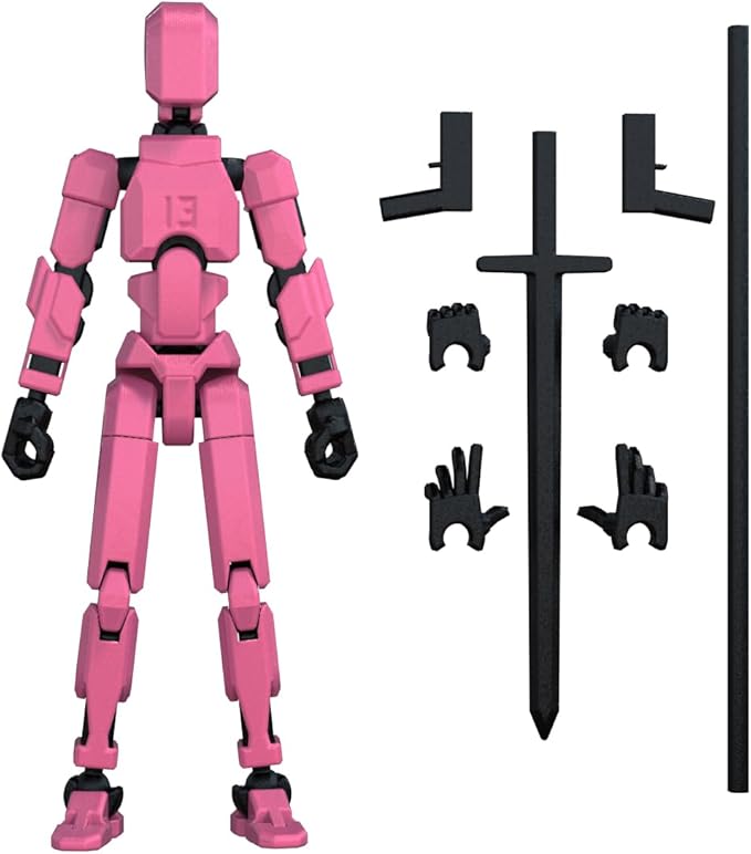 MerryXD Titan 13 Action Figure,Assembly Completed Dummy 13 Action Figure Lucky 13 Action Figure T13 Action Figure 3D Printed Multi-Jointed Movable, Nova 13 Action Figure Toy Pink - Figurio