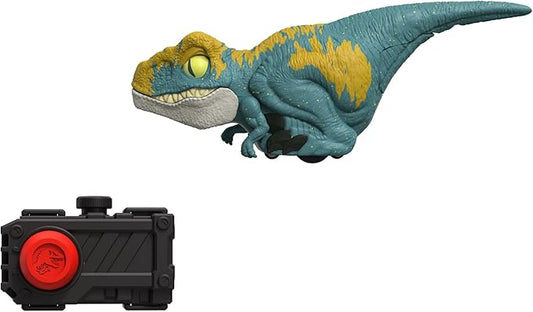 Mattel Jurassic World Dominion Uncaged Click Tracker Velociraptor 'Blue' Dinosaur Action Figure, Toy Gift with Interactive Motion and Sound, Clicker Control - Figurio