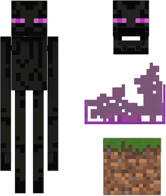 Mattel Minecraft Diamond Level Enderman Action Figure & Die-Cast Accessories, Collectible Toy Inspired by Video Game, 5.5 inch - Figurio