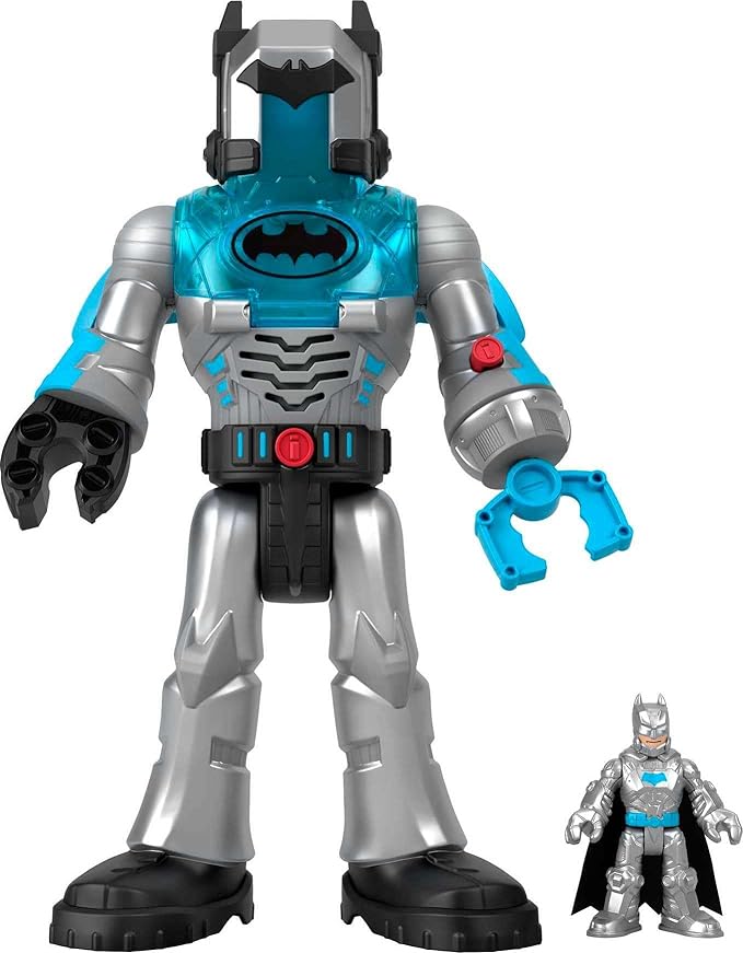 Fisher-Price Imaginext DC Super Friends Batman Toy Insider & Exo Suit 12-Inch Robot with Lights Sounds & Figure for Ages 3+ Years, Defender Grey - Figurio