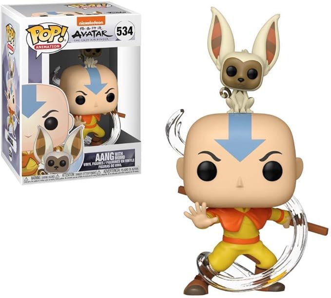 Funko POP! Animation: Avatar - Aang with Momo, Multicolor, Standard (Pack of 2) - Figurio