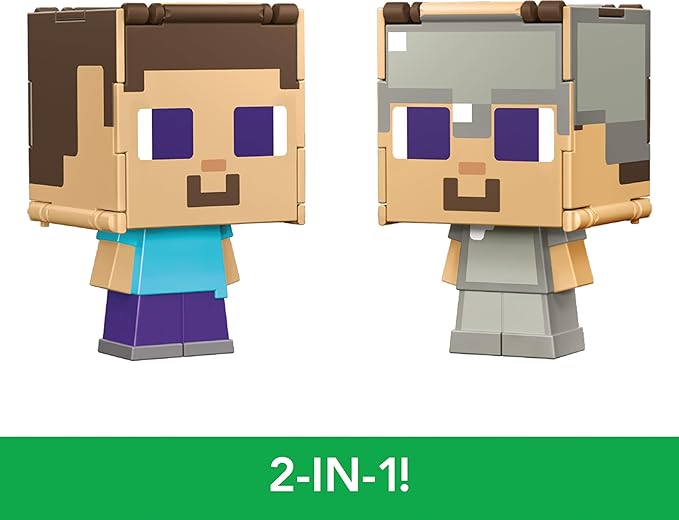 Mattel Minecraft Flippin’ Figs Figures Collection with 2-in-1 Fidget Play, 3.75-in Scale, Large Heads & Pixelated Design (Characters May Vary) - Figurio