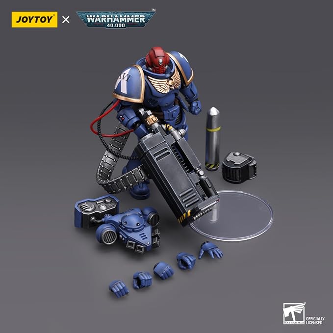 JOYTOY HAPPXYGG Warhammer 40k 1/18 4.7-inch Ultramarines Desolation Sergeant with Vengor Launcher action figure model toy series - Figurio