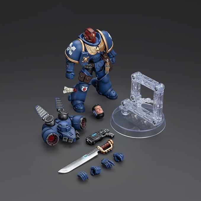 JOYTOY Warhammer 40,000 1/18 Action Figure Ultramarines Jump Pack Intercessors Sergeant with Plasma Pistol and Power Sword Collection Model Birthday Gifts - Figurio