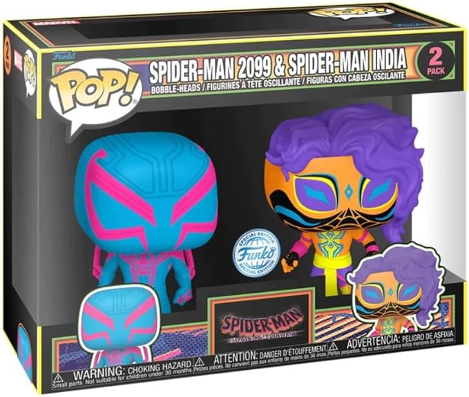 Pop! Spider-Man: Across The Spider-Verse - Spider-Man 2099 & Spider-Man India Blacklight 2 Pack - Figurio