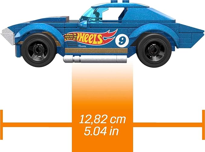 MEGA Hot Wheels Building Toy Race Car Playset, 64 Corvette Grand Sport with 88 Pieces, 1 Micro Action Figure Driver, Blue, Kids Age 5+ Years - Figurio