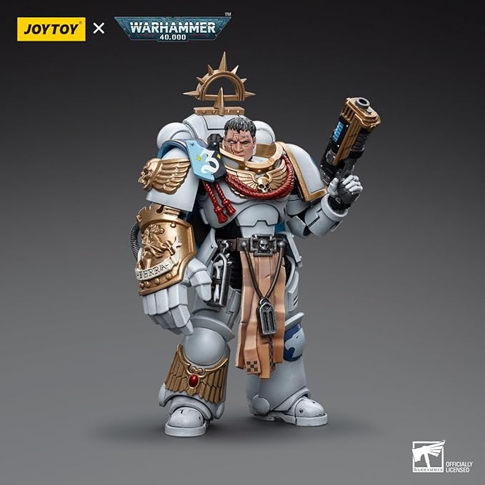 JOYTOY 1/18 Warhammer 40,000 Action Figures Space Marines White Consuls Captain Messinius Collection Model - Figurio