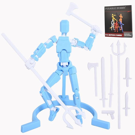 Creative Action Figure with Pose Stand,Building Toy Sets,3D Robot,Lucky Puppet Joints for Boys,Girls,Men,Women,Multi-Jointed Moveable Dummy Desk Decoration,Desktop Ornament for Game Lover (Bluey) - Figurio