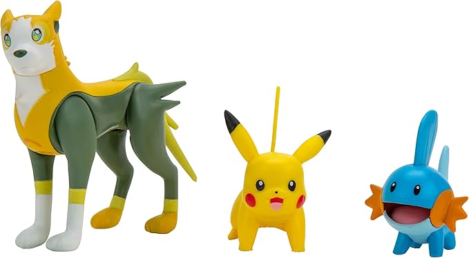 Pokemon Pikachu Mudkip Boltund Battle Feature 3 Figure Set Action Ready - Figurio