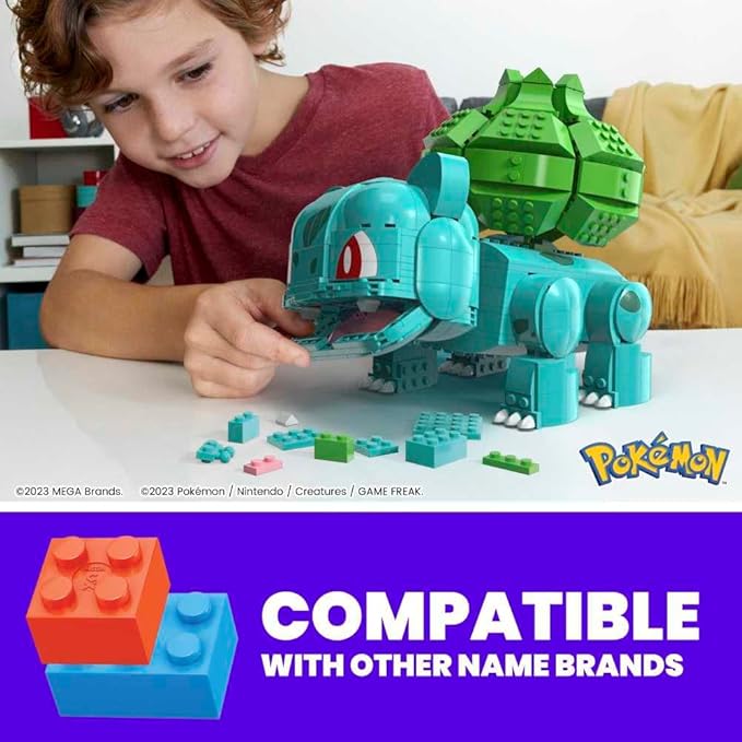 MEGA Pokémon Action Figure Building Toys for Kids, Jumbo Bulbasaur with 355 Pieces, Buildable and Poseable, 7 inches, 7 Year Old Gift Idea - Figurio