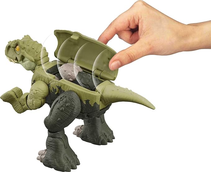 Mattel Jurassic World Fierce Changers 2-in-1 Dinosaur Figure, Double Danger Transforming Toy, T Rex to Ankylosaurus in 11 Steps - Figurio