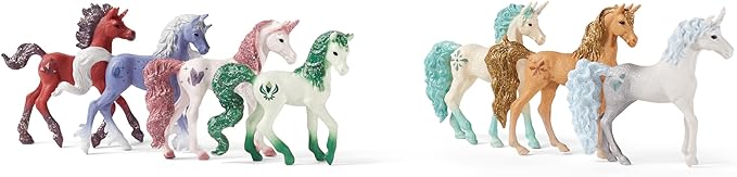 Schleich bayala 7-Piece Gemstone Collectible Unicorn Toy Set with 7 Unique Toy Unicorn Collectibles - Figurio