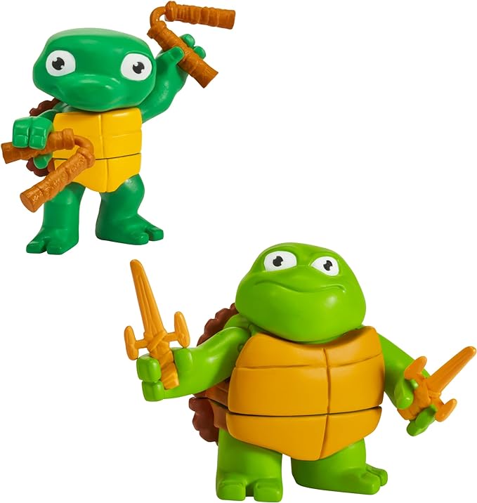 Teenage Mutant Ninja Turtles 83291 Turtle Tots Action Figure 2-Pack Featuring Michelangelo and Raphael. Ideal Present for Boys 4 to 7 Years and TMNT Fans - Figurio