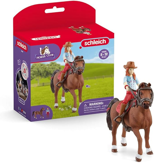 Schleich Horse Club, Horse Toys for Girls and Boys, Hannah and Cayenne with Rider and Horse Toy, Ages 5+ - Figurio