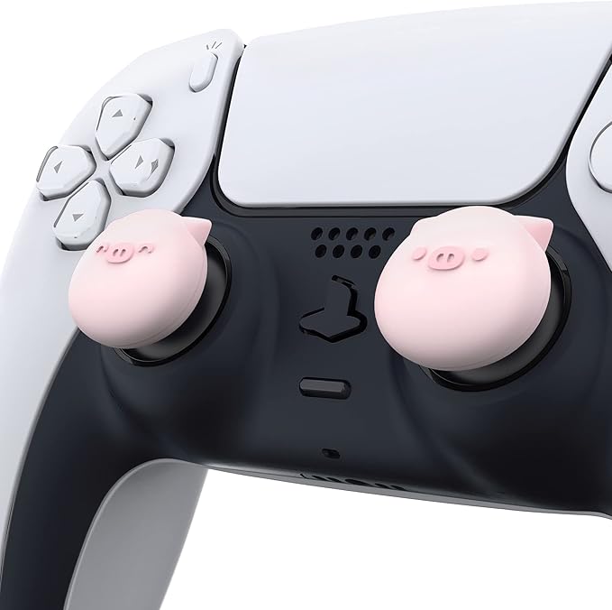 PlayVital Cute Thumb Grip Caps for ps5/4 Controller, Silicone Analog Stick Caps Cover for Xbox Series X/S, Thumbstick Caps for Switch Pro Controller - Chubby Piggy - Figurio