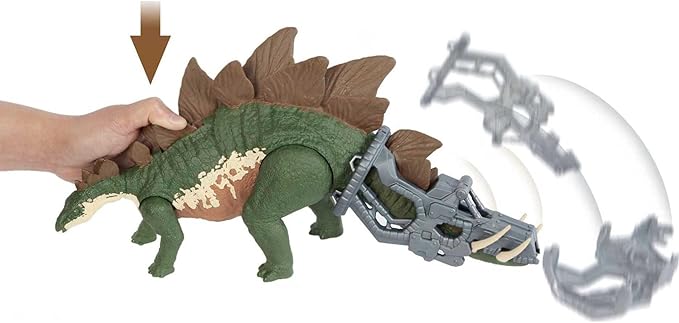 Mattel Jurassic World Toys Camp Cretaceous Mega Destroyers Stegosaurus Dinosaur Action Figure, Toy Gift with Movable Joints, Attack and Breakout Feature - Figurio